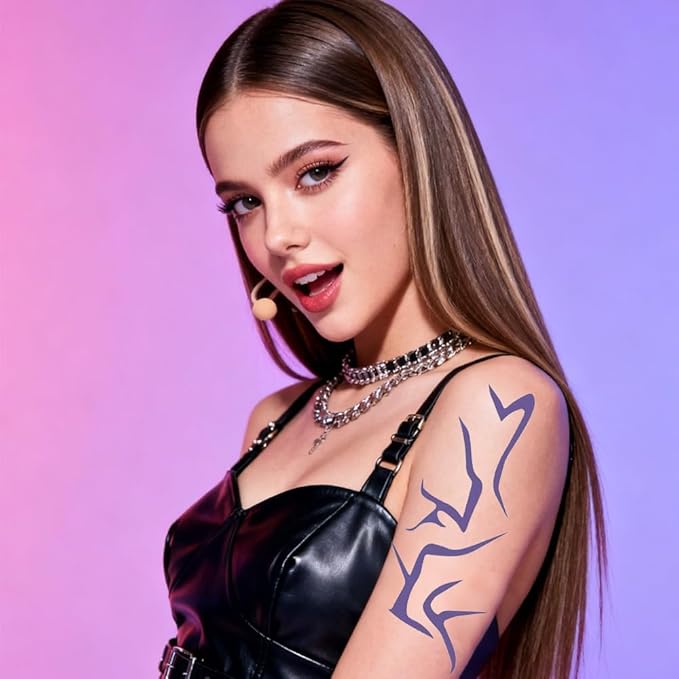 Full Body Temporary Tattoo Set (8 PCS) – Waterproof Holographic Body Art Stickers for Festival, Cosplay, Party & Fashion Looks – Long Lasting & Easy to Remove