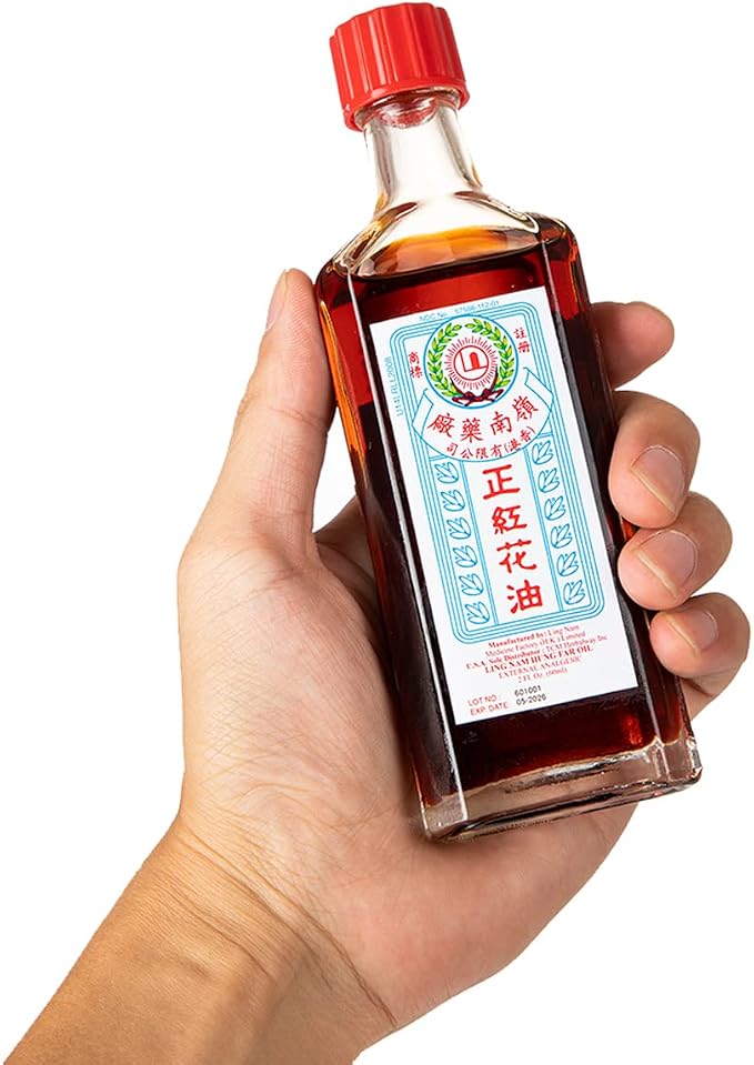 Ling Nam Hung FA Red Flower External Analgesic Oil, Simple Backache Strains Bruises Sprain, Authentic US Import 60ML (3)