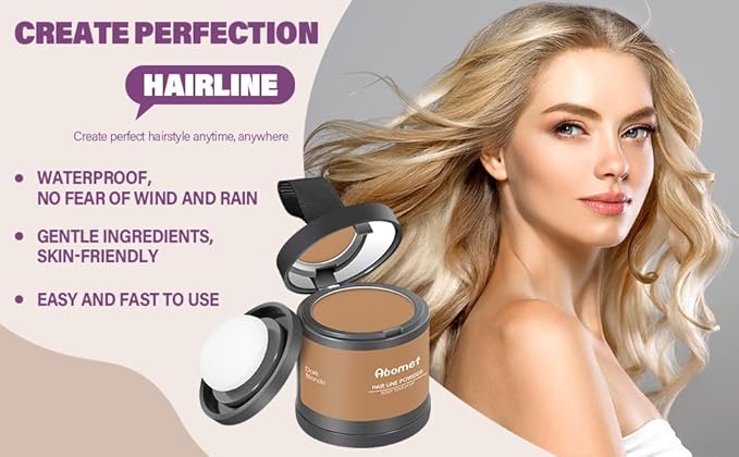 Hairline Powder Instantly Conceals Hair Loss, Root Touch Up Hair Color Powder, Hair Toppers for Women Men, Hair Fibers for Thinning Hair, Root Cover Up lasting 24 hours (Dark Blonde, 0.35)