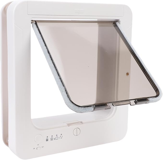 Jiawu Smart Cat Door, Automatic Sensing with Collar Activated Dog or Cat Entry, 2 Way Entry Methods, Easy Installation Pet Door for Interior & Exterior, 26x29.5cm / 10.24x11.61in
