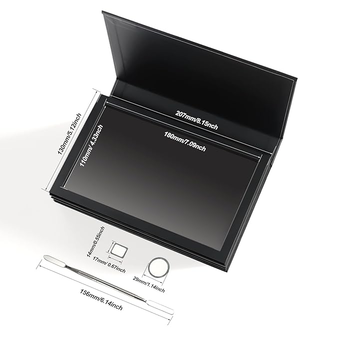 Strong 4 Layers Empty Magnetic Palette Book Palette+1pcs Makeup Depotting Spatula+50pcs Round Metal Stickers+50pcs Square Metal Stickers