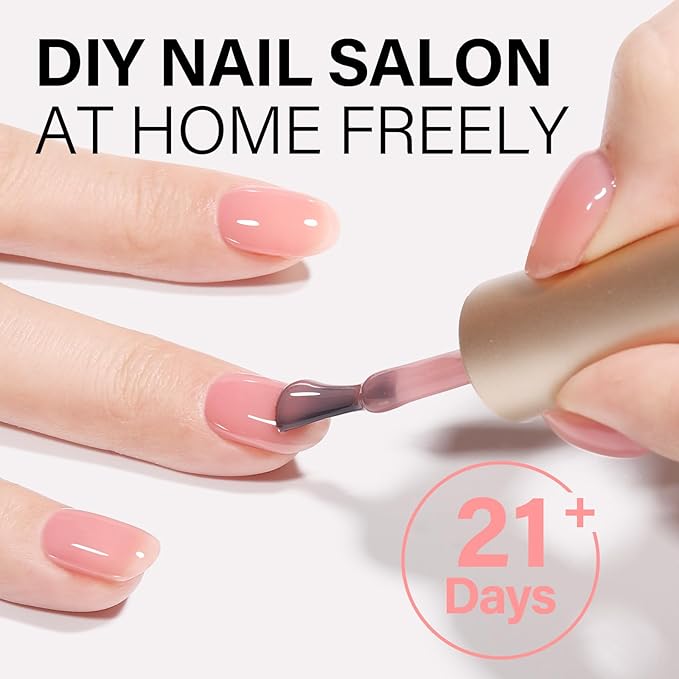 AILLSA Nude Gel Polish Natural Pink Jelly Gel Nail Polish Marshmallow Baby Pink Light Color Translucent Gel Polish Soak Off U V Gel Nail for French Manicure & Home Salon 0.51 Oz GB68