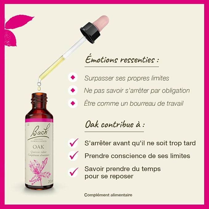 Bach Original Flower Remedies, Oak - Restore Endurance - Natural Homeopathic Flower Essence for Emotional Balance - Vegan, Gluten Free, Sugar Free - 20mL Dropper