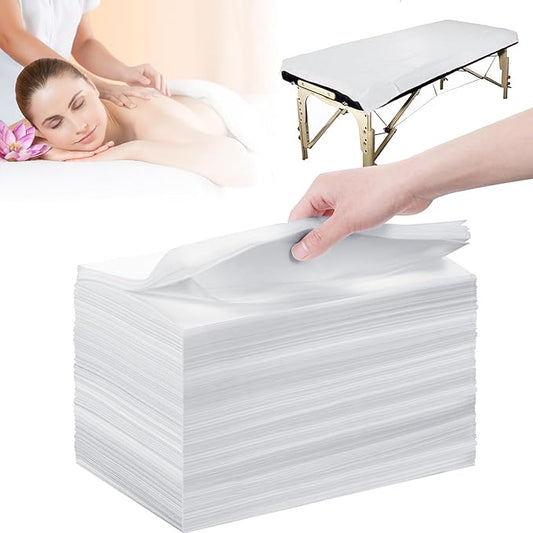 200PCS White Disposable Bed Sheets 31" x 71" Massage Table Sheets Non Woven Fabric SPA Bed Cover Breathable for Massage Beauty Tattoos