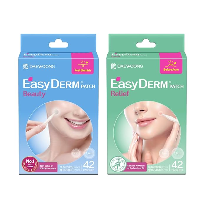 EasyDerm Pimple Patch Duo 84 Counts | Beauty Hydrocolloid Patch(42ea) + Relief Invisible Patch(42ea) Tea Tree Oil for Zit, Blemish, Breakout Care | Travel Essentials, Clear Skin Season