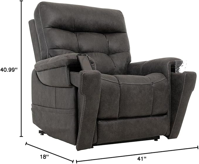 VivaLift! Radiance Power Recliner Lift Chair by PrideMobility, with 3 Heat Pads Heat System (Canyon Steel, Petite Wide with Curbside Delivery)