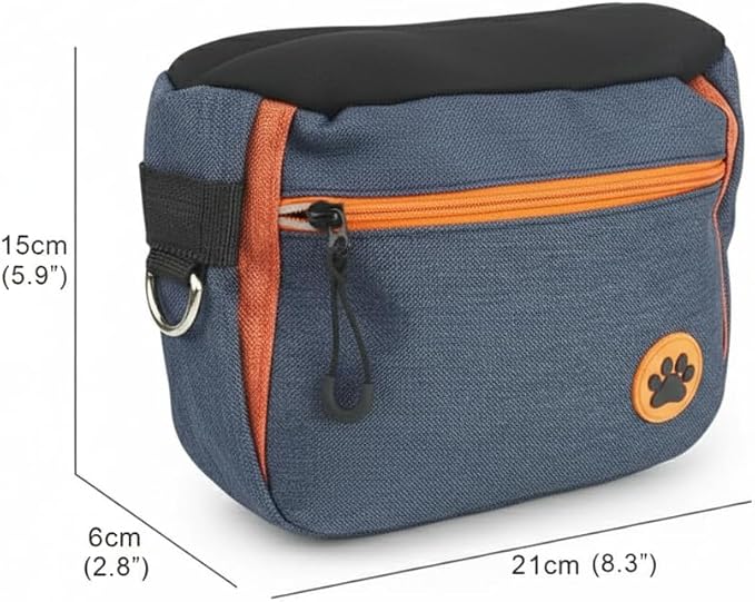 Dog Walking Waist Bag, Gray, Navy Blue, with Bungee Leash, Hands-Free Training Pouch, Treat Storage, Poop Bag Dispenser (Blue)
