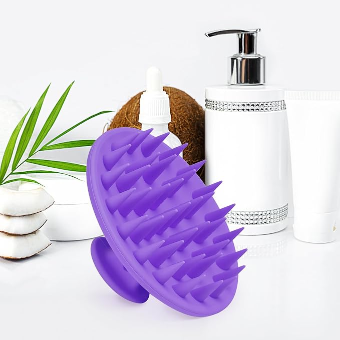 Meartchy Silicone Scalp Massager Shampoo Brush, Scalp Scrubber for Hair Growth (Purple)