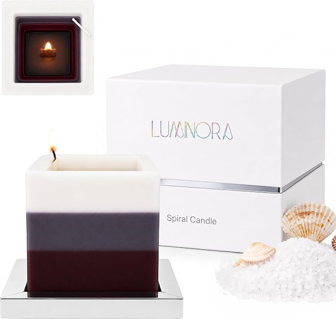 Spiral Candle with Unique Spiral Wick Design, Scented Soy Wax Candle for Home Decor, Gift Ready Decorative Art, Modern Spiral Light Candles for Calm Ambiance for Any Room (Mediterranean Sea Salt)