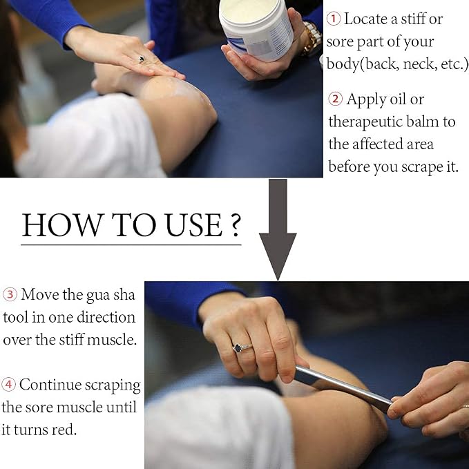 Gua Sha Massage Tools - Stainless Steel Scraping Tool for Scar Tissue and Soft Tissue Treatment
