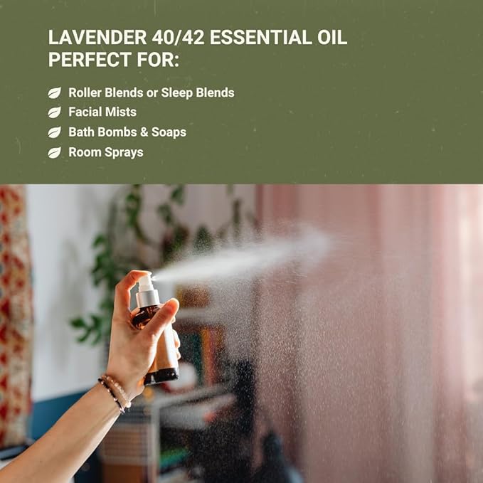 Lavender 40/42 Essential Oil Direct from France - Essential Oil for Candle Making and Soaps - Pure Lavender 40/42 Oil for Aromatherapy, Skincare, Haircare, Perfumes (8oz)