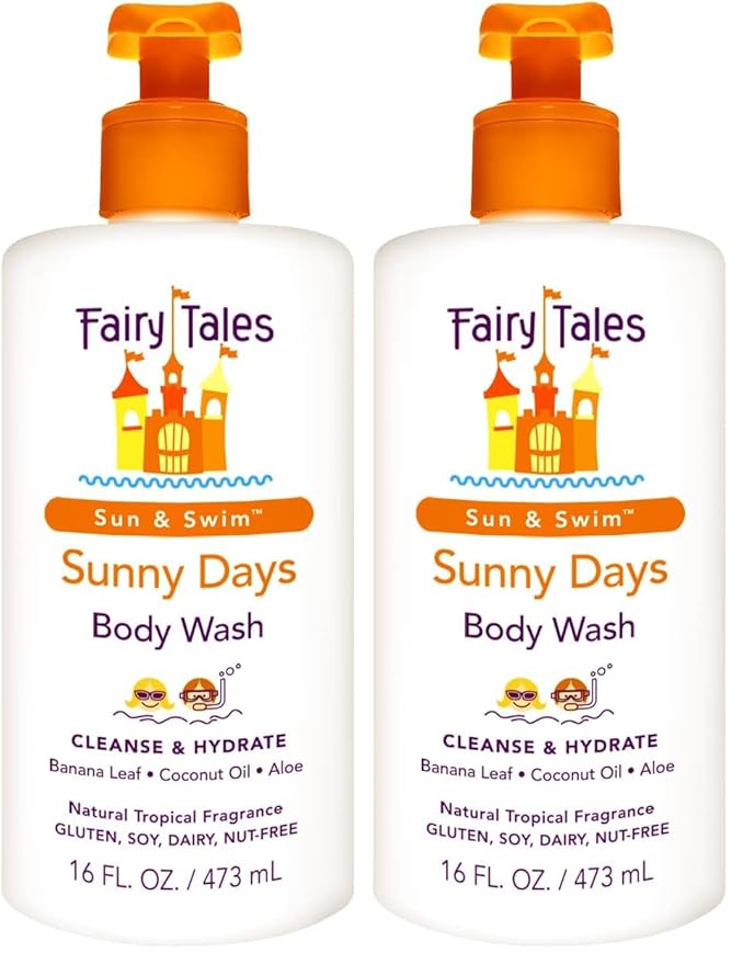 Fairy Tales Sunny Days Chlorine Removal Body Wash, For All Age Swimmers | After Swim Chlorine, Salt And Sunscreen Removal | No Harsh Chemicals or Toxins | Easy to use Pump - 16oz (Pack of 2)