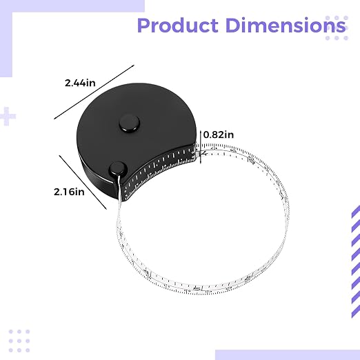 Body Tape Measure, Mini Ret Retractable Tool for Body and Waist, Auto Stand-Out, Dual Scale, Easy Read Window