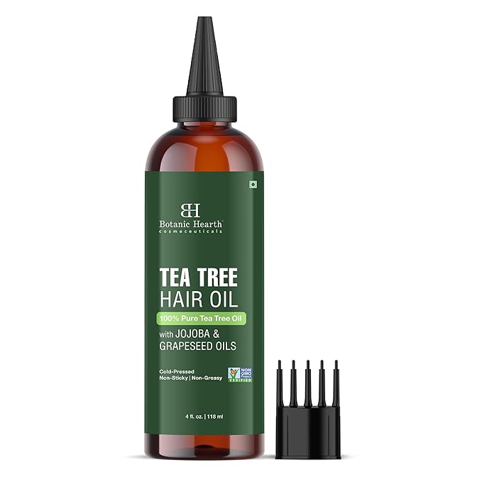Botanic Hearth Hair Oil for Hair Growth & Hair Treatment Oils | Strengthening Dry, Frizzy, Damaged Hair & Scalp Treatment | All Hair Types | Tea Tree Hair Oil - 4 Fl Oz