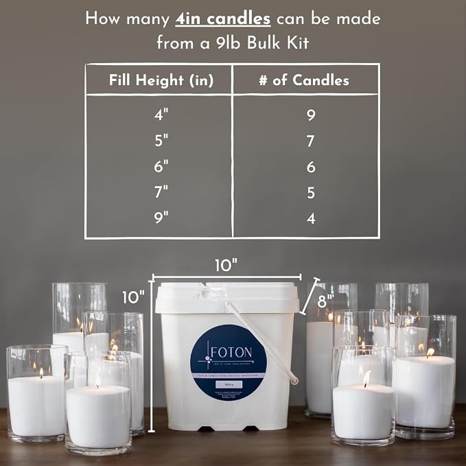 Foton Pearled Candle 9lb - Bulk Unscented Non Toxic Luxury Long Lasting Powder Candles - Refillable Candle Sand with 100 Wicks for Candle Making