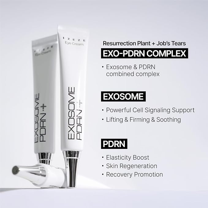 IZEZE Exosome PDRN Firming Eye Cream | Pdrn Eye Cream, Eye Firming Cream, Korean Eye Cream for Dark Circles, Wrinkle Treatment, Firming, Lifting, Under Eye Bags, Nasolabial Fold and Neck, 1.01 fl.oz