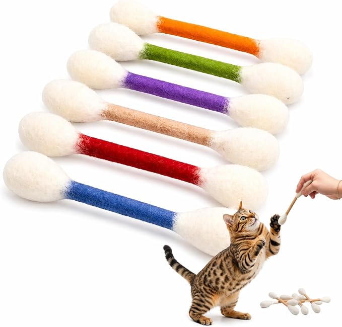 Giant Catnip Cat Toys for Indoor Cats, 6 Pack Interactive Cat Toy, Oversized Cotton Swab Design, Kitten Toys for Boredom Relief, Exercise & Play