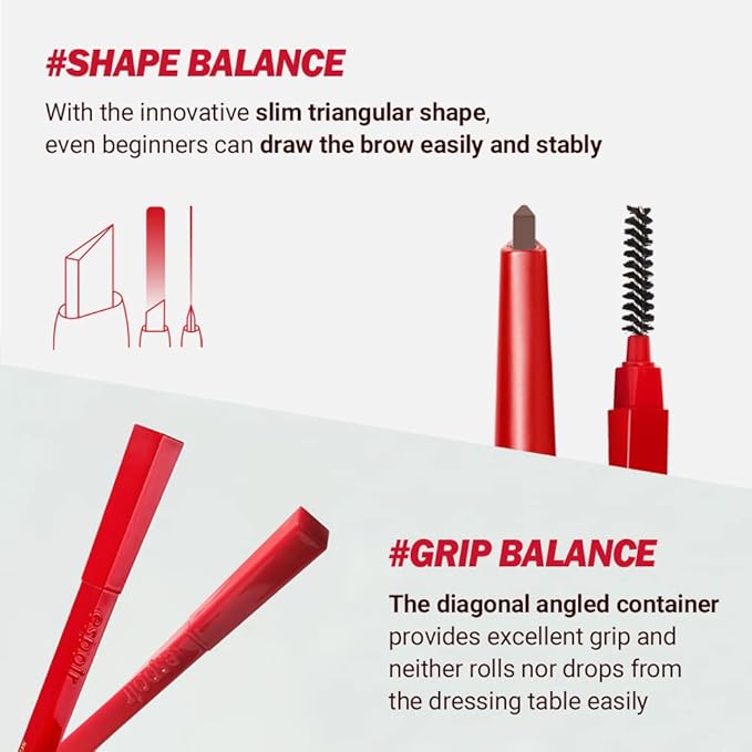 Espoir The Brow Balance Pencil #1 Classic Brown | Eye Brow Pencil that's Natural and Easy to Draw without Clumping | A Detailed and Rich Eyebrow Texture | Korean Makeup