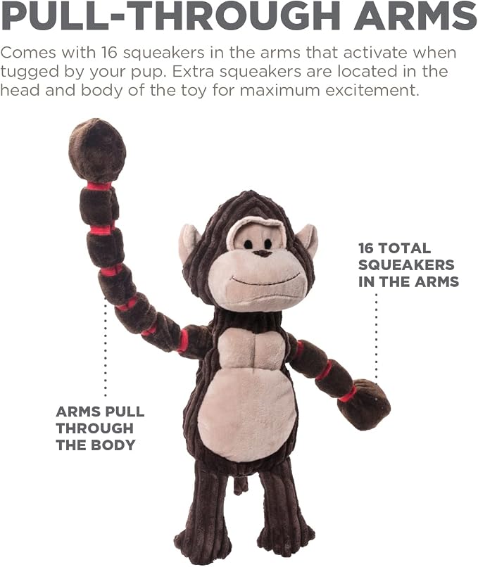 Outward Hound by Charming Pet Thunda Tugga Gorilla Plush & Squeaky Dog Tug Toy