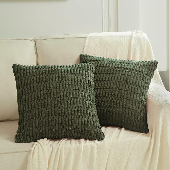 Fancy Homi 4 Packs Decorative Throw Pillow Covers for Living Room Couch Bed, Modern Farmhouse Boho Home Décor Accent Cushion Case, 20" x 20", Olive Green