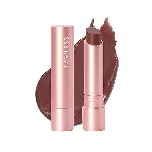 LAWLESS Women's Forget the Filler Lip Plumping Line Smoothing Tinted Balm, Amaretto, Brown, 0.09 Ounce