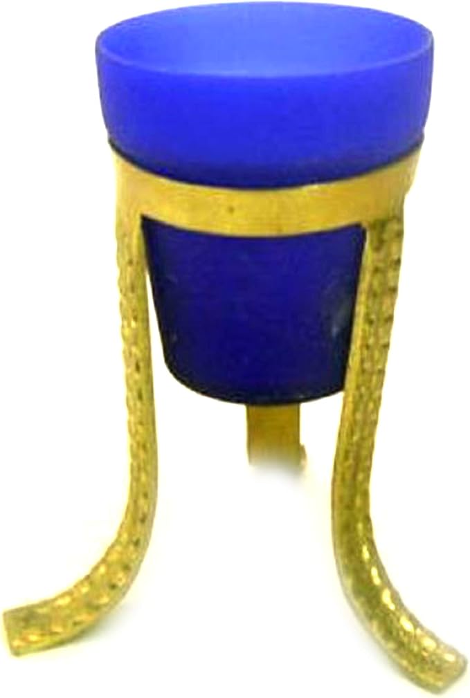 Small Glass Vase with Brass Stand, Assorted Colors, 5"