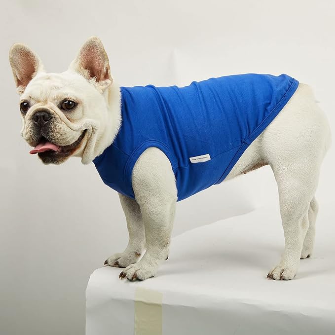 Dog Sleeveless Tank Top Cotton Shirts for Dogs Plain Sleeveless T-Shirts Soft Breathable Cool Dog Shirt pet Clothes (Large, Blue)