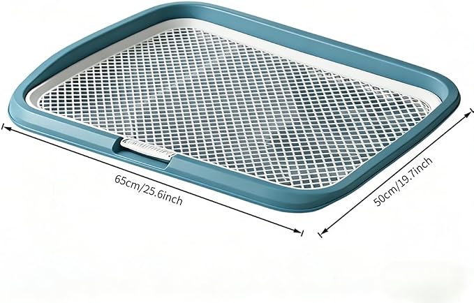 Dog Potty Tray with Guide Pillar, 25.6"x19.7" Large Indoor Pet Pee Pad Holder, Heavy Duty Dog Litter Box, Removable & Washable Puppy Training Toilet for Housebreaking Supplies (Blue)