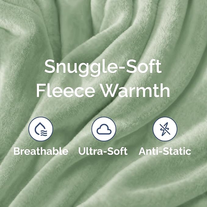 Ultra Soft Fleece Twin XL Blanket - College Dorm Room Essentials - Celadon | Flannel Fleece, Thick, Warm & Breathable, All Season Cozy, Anti-Static, Microplush, Lightweight for Couch, Bed & Dorm Bedding