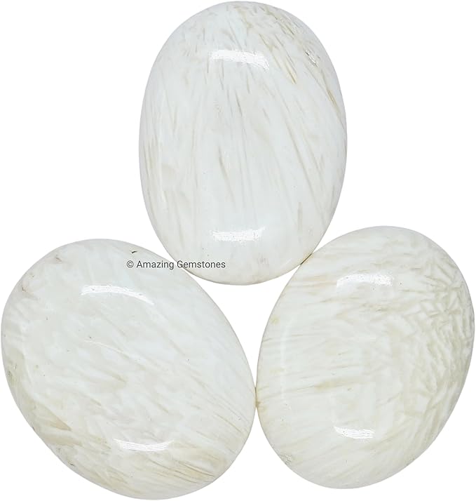 Amazing Gemstone Scolecite Crystals and Healing Stones - Extra Large Palm Stone Crystals Piedra - Crystal for Good Luck, Positive Energy, Meditation - Unique Stocking Stuffers Gifts for Women, Men
