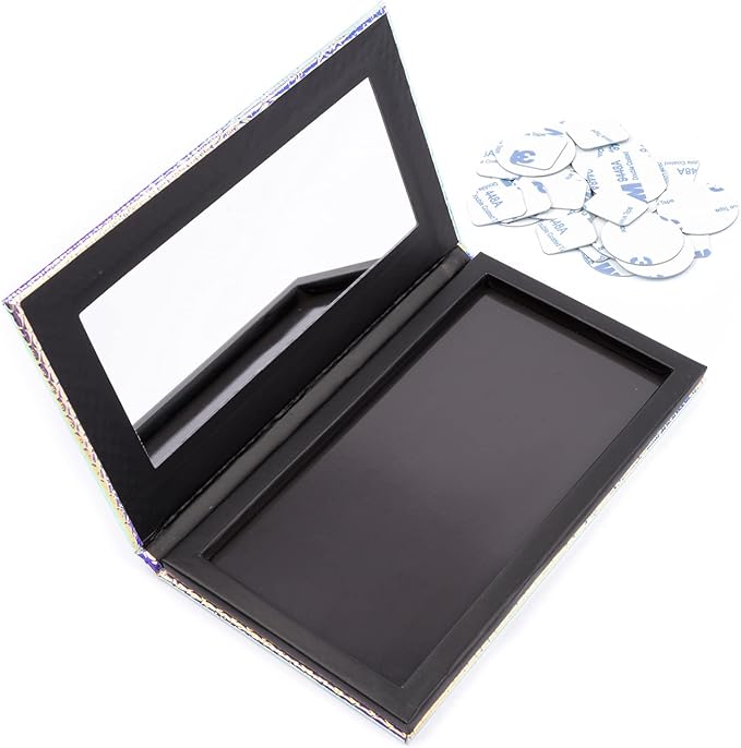 Allwon Magnetic Palette Mermaid Empty Makeup Palette with Mirror and 20Pcs Adhesive Empty Palette Metal Stickers for Eyeshadow Lipstick Blush Powder