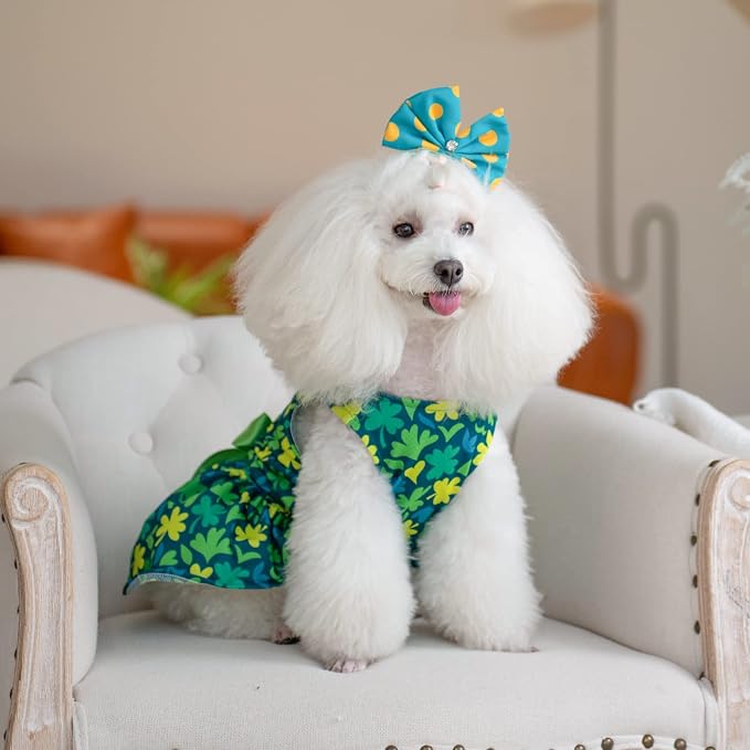 CuteBone Dog Mesh Dress St.Patrick's Day Puppy Sundress Pet Outfit Summer Fashion for Small Dogs Girl Cat Clothes
