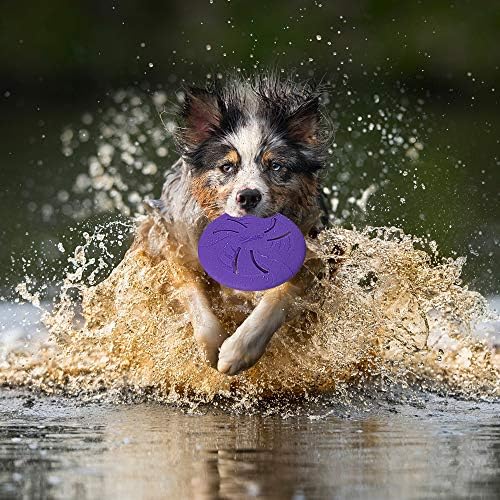 Indestructible Flying Discs, Interactive Dog Toy, Soft Lightweight Fetch Toys for Medium Large Dogs, Floats in Water & Safe on Teeth, 9 inch(Large, Yellow)