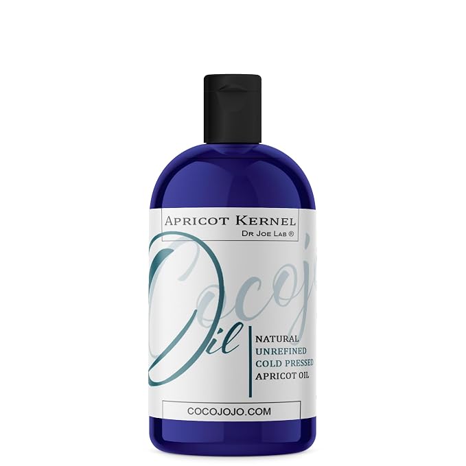 Dr Joe Lab Apricot Kernel Oil - Cold Pressed Pure Natural Moisturizing for Hair and Skin (16 oz)