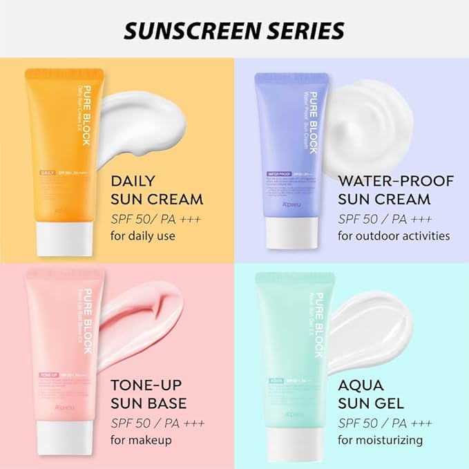 A'PIEU Pure Block Tone Up Sunscreen Base SPF5 50ml | Tone-Up Reef Safe Korean Sunscreen for Makeup Base
