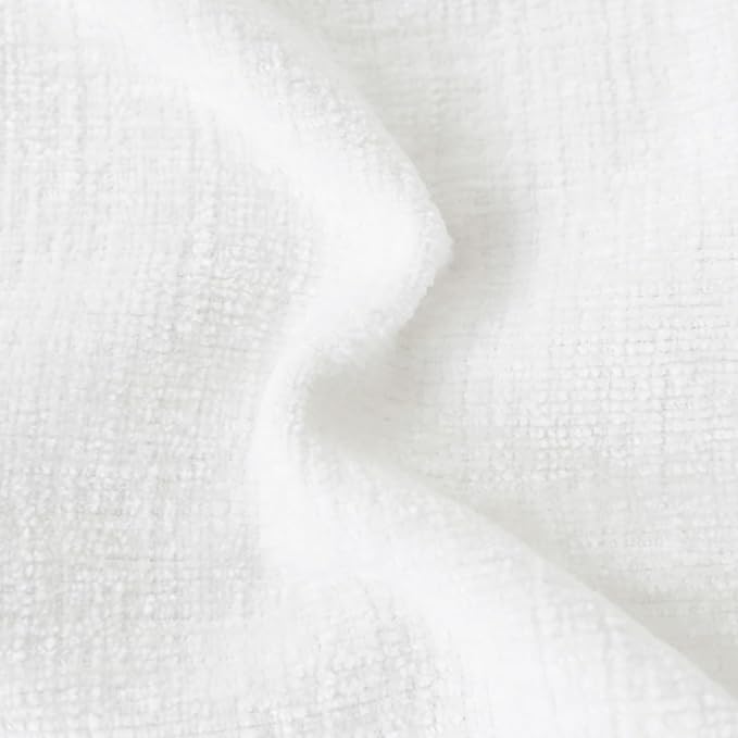 CaliTime Decorative Couch Throw Pillow Covers 16 X 16 Inches True White | Pack of 2, Cozy Chenille Cushion Cases, Cotton Thread Stitching Edges, for Sofa Bed Living Room Farmhouse