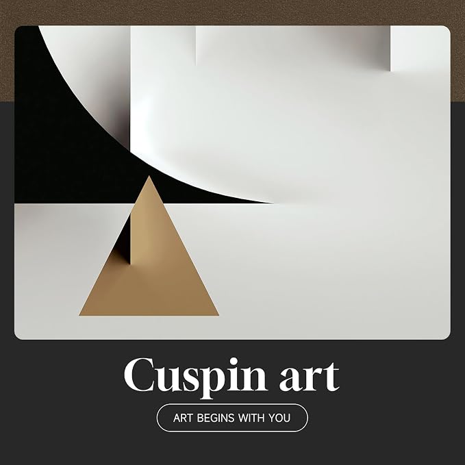 Large Framed Modern Elegant Abstract Wall Art, 2 Piece Black White Gold Geometric Prints Paintings Artwork for Walls, Minimalist Wall Pictures for Living Room Dining Bedroom Hallway Wall Decor 24x36 In