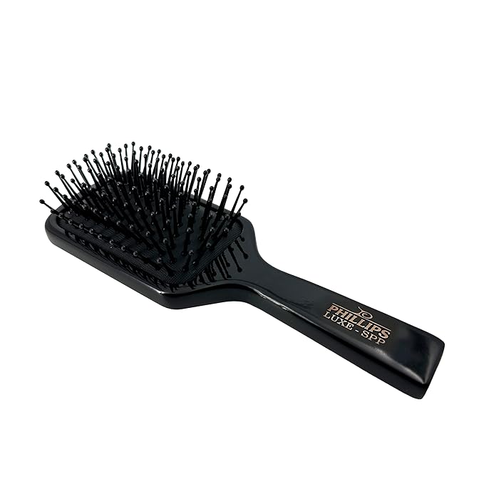 Phillips Brush Luxe Square Paddle Petite Sized Hair Brush, Sleek Black Color with Gold Accents – 7 inch Detangler Paddle Brush from the Luxe Series by Phillips Brush