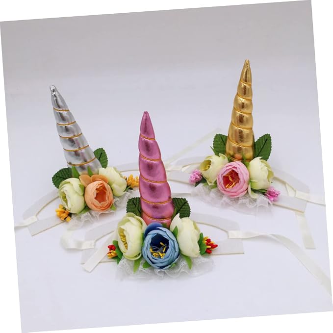 Generic Pet Unicorn Hat Silver Horn Soft Cloth Material Cosplay Party Costume for Cats Dogs Puppies S Comfortable Adorable Accessory for Halloween Birthday Masquerade Events