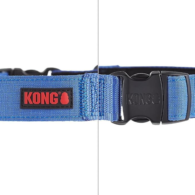 KONG Ultra Durable Padded Comfort Handle Dog Collar (XL, Blue)