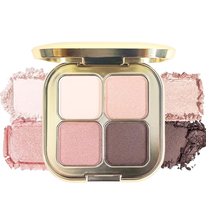 Nude Champagne Brown 4Colors Eyeshadow Makeup Palette with Mirror,Natural Neutral Powde Eye Shadow Palettes for Older Women,Long Lasting Naturing-Looking,Lightweight Eye Makeup Kit Travel Size,Vegan