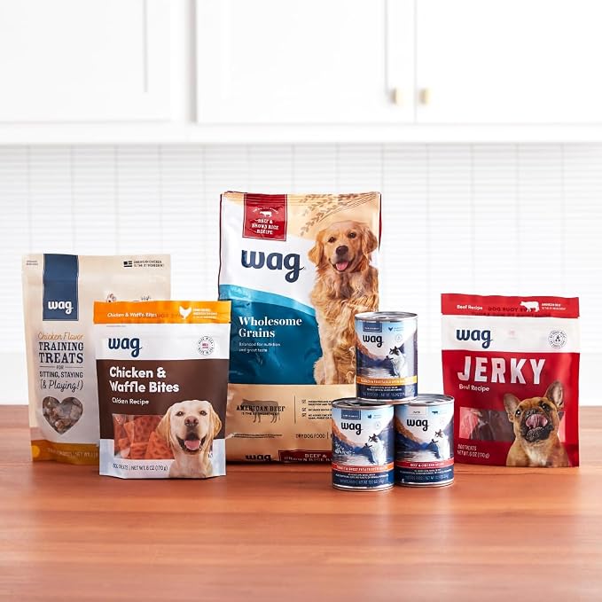 Amazon Brand - Wag Adult Premium Nutrition Dry Dog Food, Supports Stomach and Skin Health, Beef and Brown Rice, 30 lb Bag