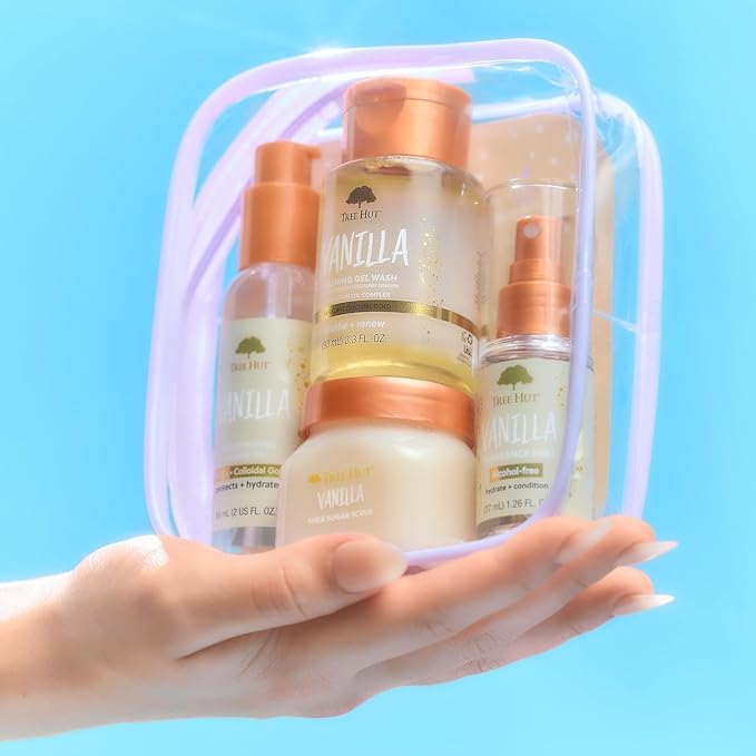 Tree Hut Mini Vanilla Everything Shower Gift Set, Mothers Day Gifts, Exfoliating Sugar Scrub, Foaming Gel Wash & Whipped Body Butter, Hydrating & Moisturizing Self-Care Gift Set for Smooth Skin