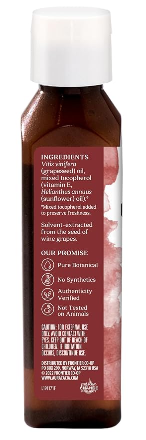 Aura Cacia Grapeseed Skin Care Oil | GC/MS Tested for Purity | 118ml (4 fl. oz.) (Pack of 2)