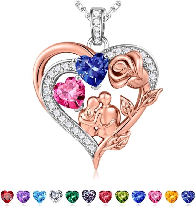 Iefil Valentines Day Gifts for Her - 925 Sterling Silver Birthstone Necklace for Women, Anniversary Birthday Gifts for Wife Girlfriend Mom
