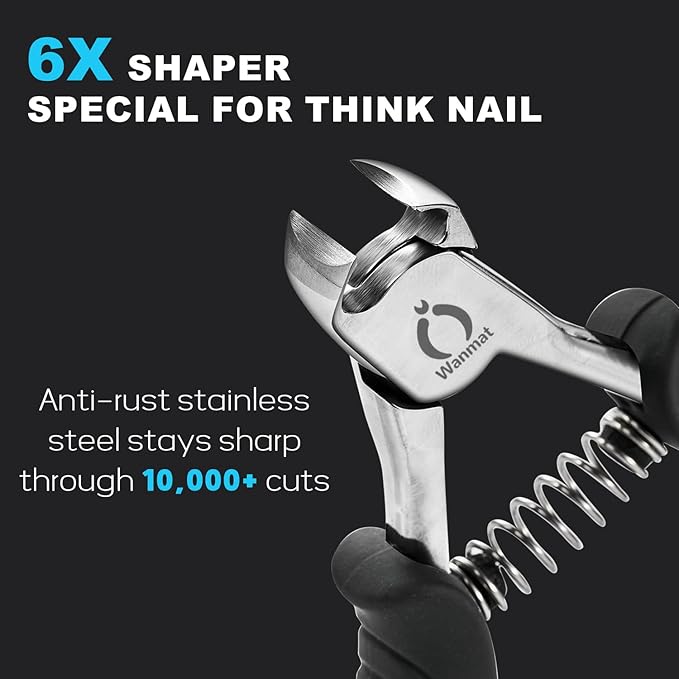 Wanmat Toenail Clippers, Professional Thick & Ingrown Nail Clippers for Men, Pedicure Clippers Toenail Cutter, Upgraded Toe Nail Clippers with Catcher and Non-Slip Handle