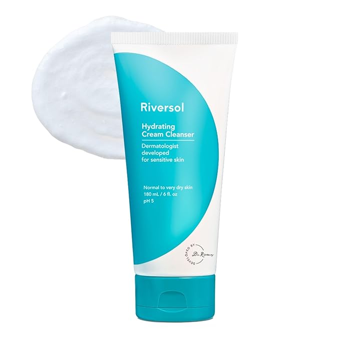 Riversol Hydrating Cream Cleanser | Gentle Face Wash for Dry & Sensitive Skin | Non-Foaming Moisturizing Cleanser w/Hinokitiol | Removes Makeup Gently | Fragrance Free | Dermatologist Developed