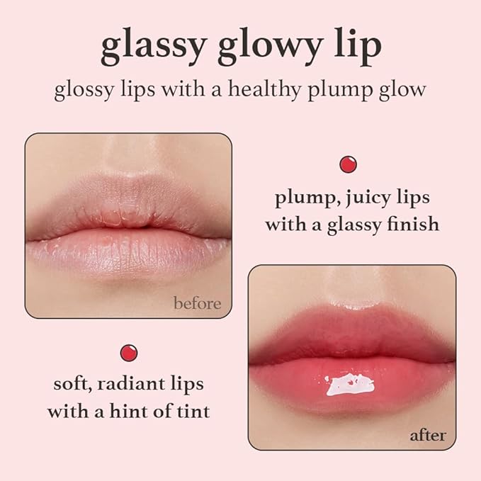 NOONI Korean Lip Oil - Applecherry | Long-Lasting, Moisturizing, Plumping, Revitalizing for Dry Lips, Waterproof, No Peel Off, Hydrating, Nourishing Crystal Clear, Stocking Stuffers, 0.12 FL Oz