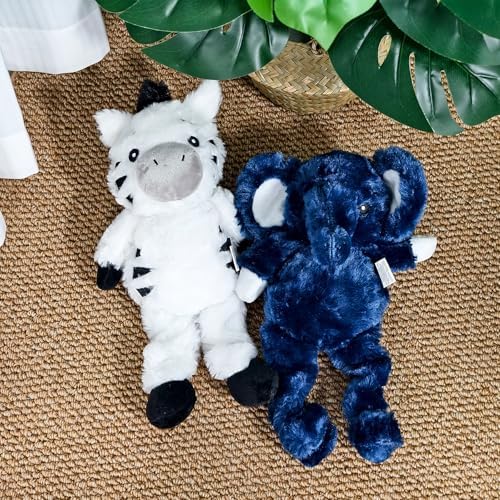13.78 Inch Black White Zebra Squeaky Dog Toy, Plush Chew Toy with Bungee Legs for Puppy Teething, Indoor Outdoor Interactive Toy for All Dog Sizes