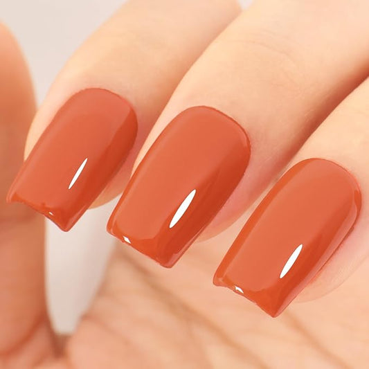 Orange Red Gel Nail Polish, 0.51 Fl Oz UV/LED Soak Off Deep Orange Gel Polish for Manicure Salon or DIY Nail Art at Home - GP0054